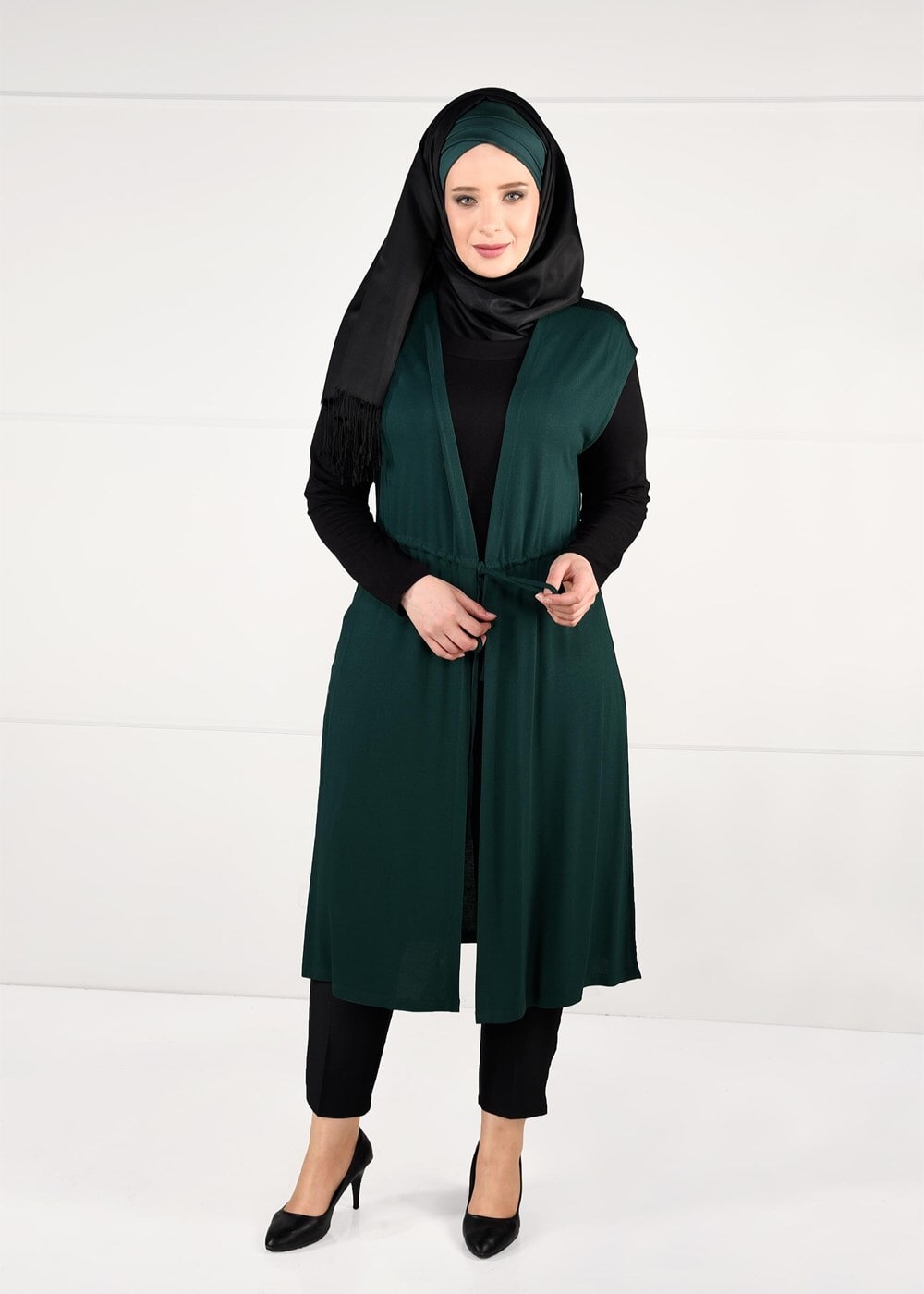 Vêtements hijab VERT TUNIQUE À TAILLE-NOUÉE 2632