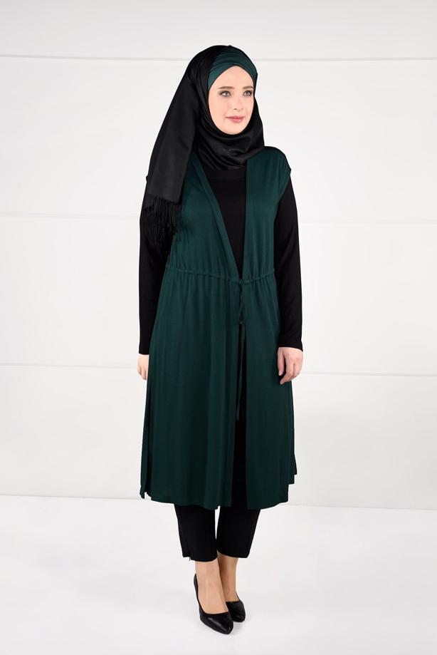Vêtements hijab VERT TUNIQUE À TAILLE-NOUÉE 2632 - TRENDTESETTÜR