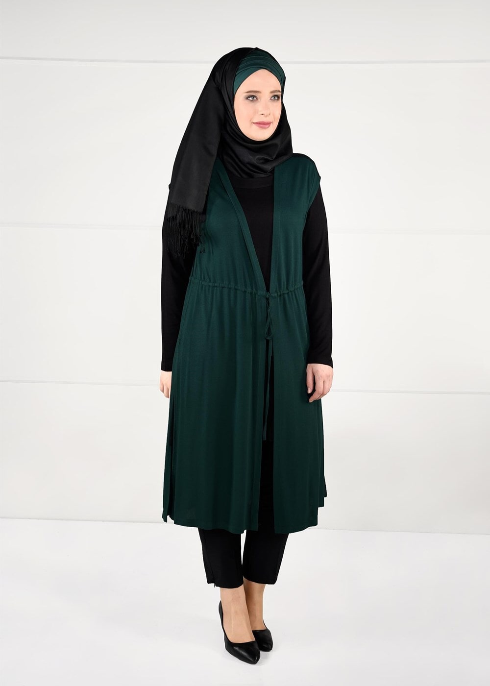 Vêtements hijab VERT TUNIQUE À TAILLE-NOUÉE 2632