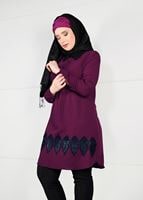 Tesettür giyim FUŞYA GÜPÜR DETAYLI KREP TUNİK 2633 