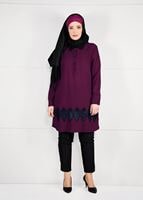 Tesettür giyim FUŞYA GÜPÜR DETAYLI KREP TUNİK 2633 
