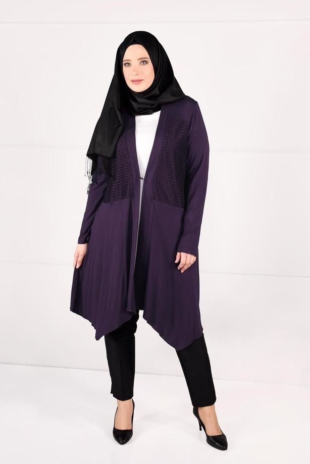 Vêtements hijab POURPRE TUNIQUE EN RÉSILLE 2636  - TRENDTESETTÜR