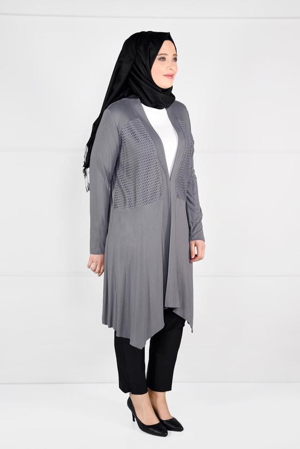 Vêtements hijab GRIS TUNIQUE EN RÉSILLE 2636  - TRENDTESETTÜR