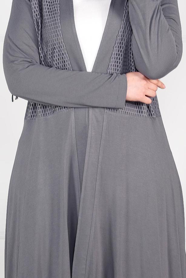 Vêtements hijab GRIS TUNIQUE EN RÉSILLE 2636  - TRENDTESETTÜR