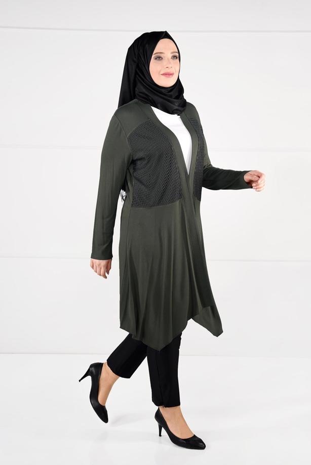 Vêtements hijab KAKI TUNIQUE EN RÉSILLE 2636  - TRENDTESETTÜR