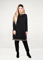 Tesettür giyim SİYAH YANLARI ŞERİTLİ PENYE TUNİK 2638