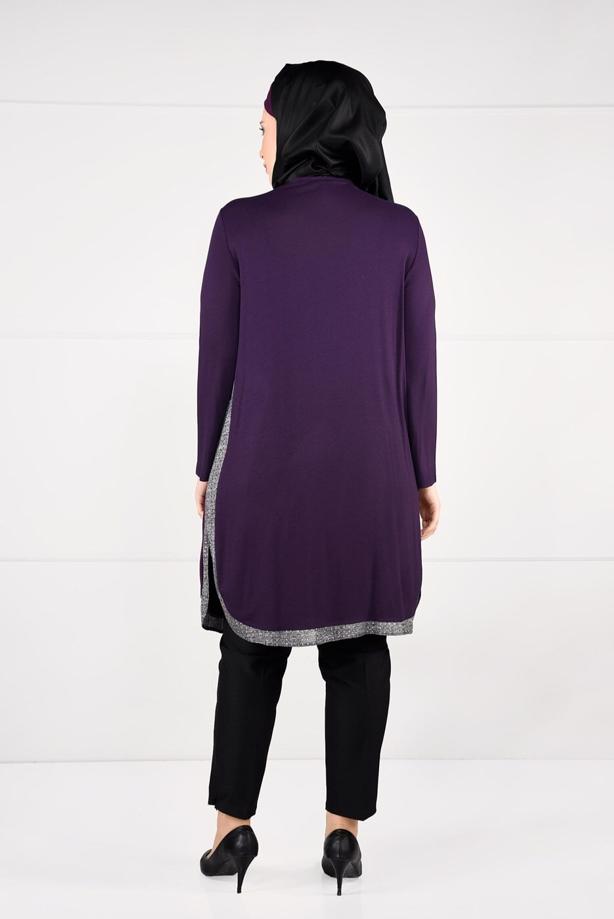 Vêtements hijab POURPRE TUNIQUE À RAYURES 2638 - TRENDTESETTÜR