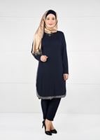 Vêtements hijab BLEU MARINE TUNIQUE À RAYURES 2638