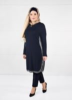 Vêtements hijab BLEU MARINE TUNIQUE À RAYURES 2638