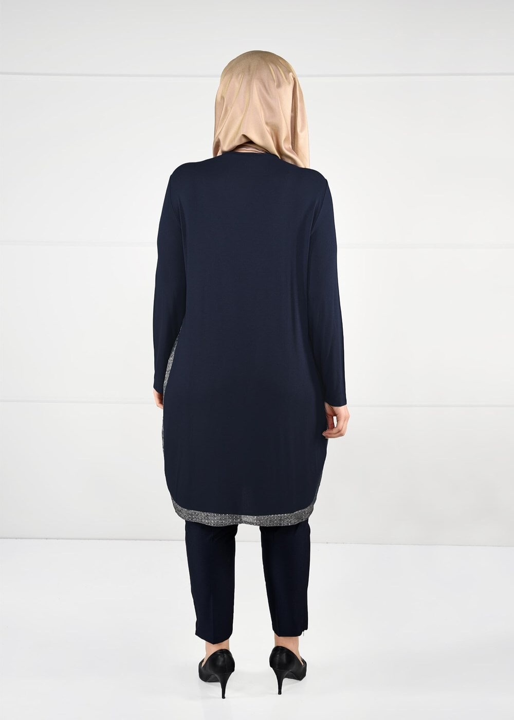 Vêtements hijab BLEU MARINE TUNIQUE À RAYURES 2638
