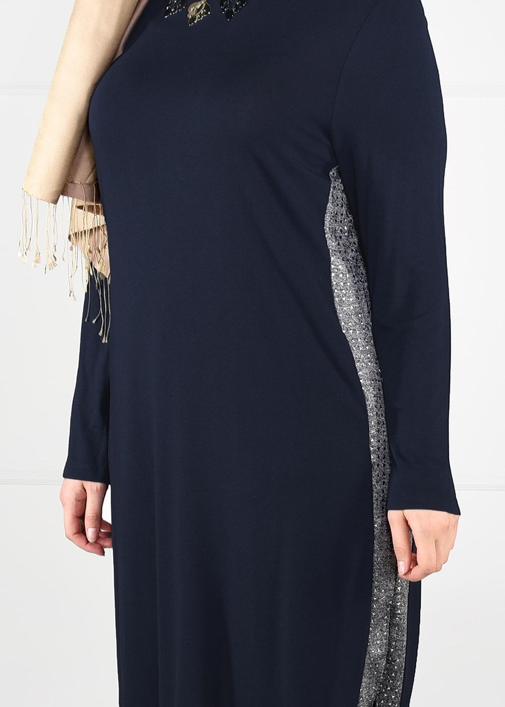 Vêtements hijab BLEU MARINE TUNIQUE À RAYURES 2638