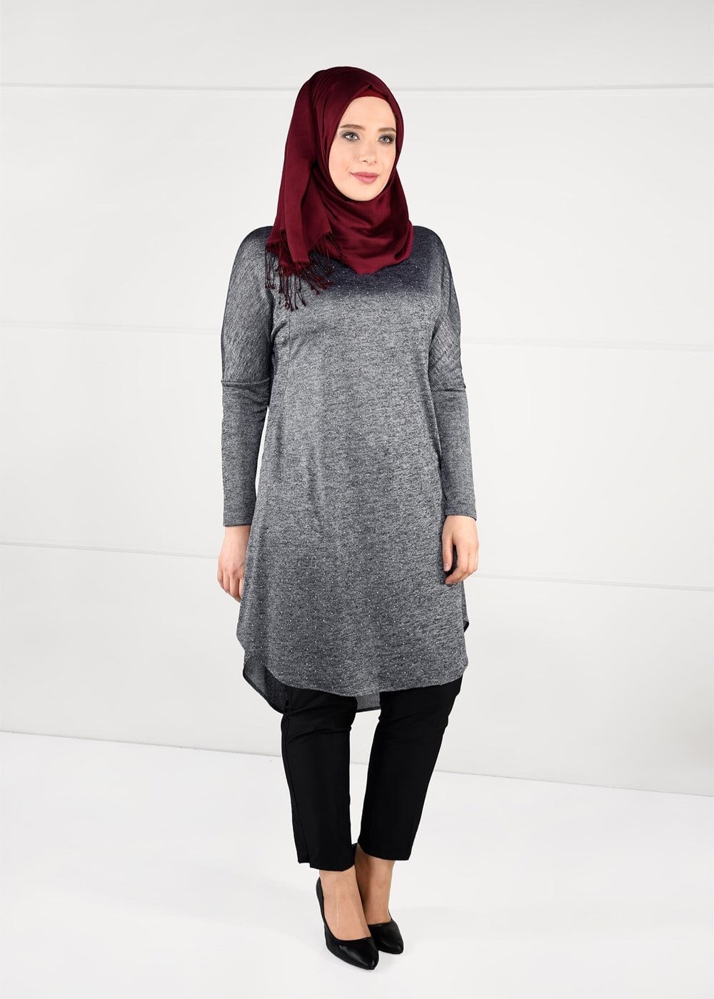Vêtements hijab GRIS TUNIQUE À IMPRIMÉE 2639 