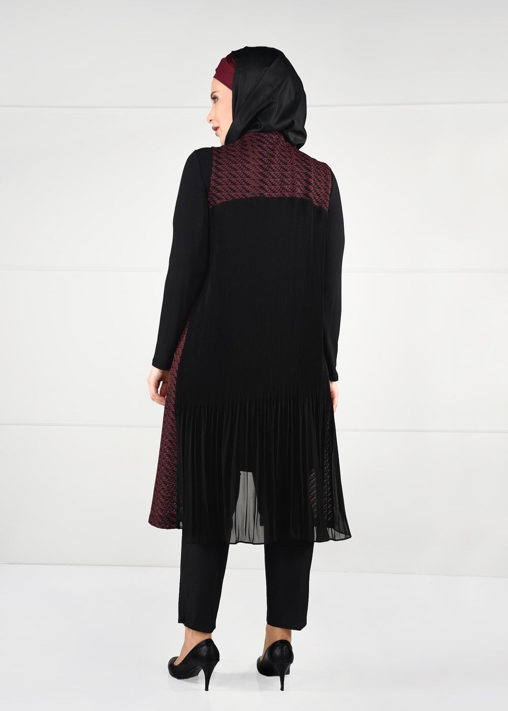 Tesettür giyim KAHVE DANTEL 2Lİ TUNİK TAKIM 2640 