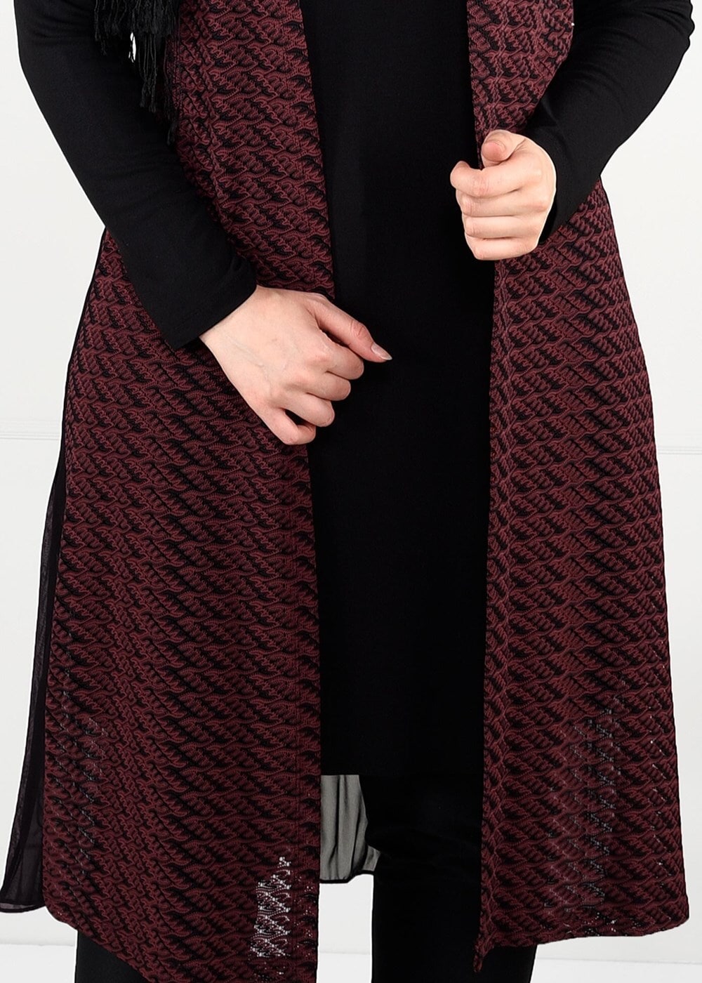 Tesettür giyim KAHVE DANTEL 2Lİ TUNİK TAKIM 2640 