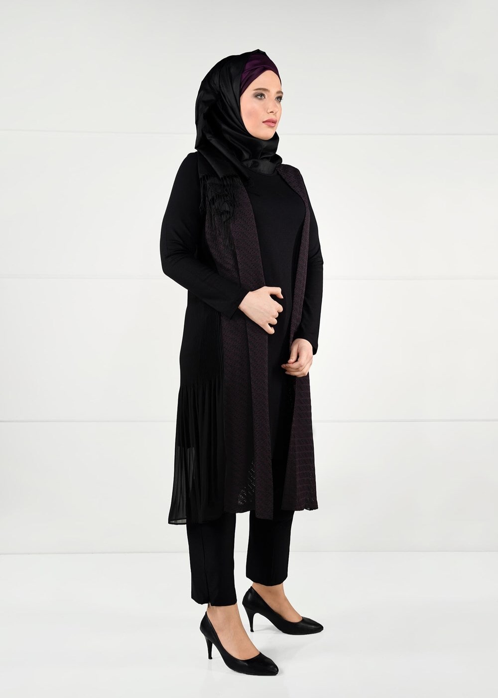 Tesettür giyim MÜRDÜM DANTEL 2Lİ TUNİK TAKIM 2640 