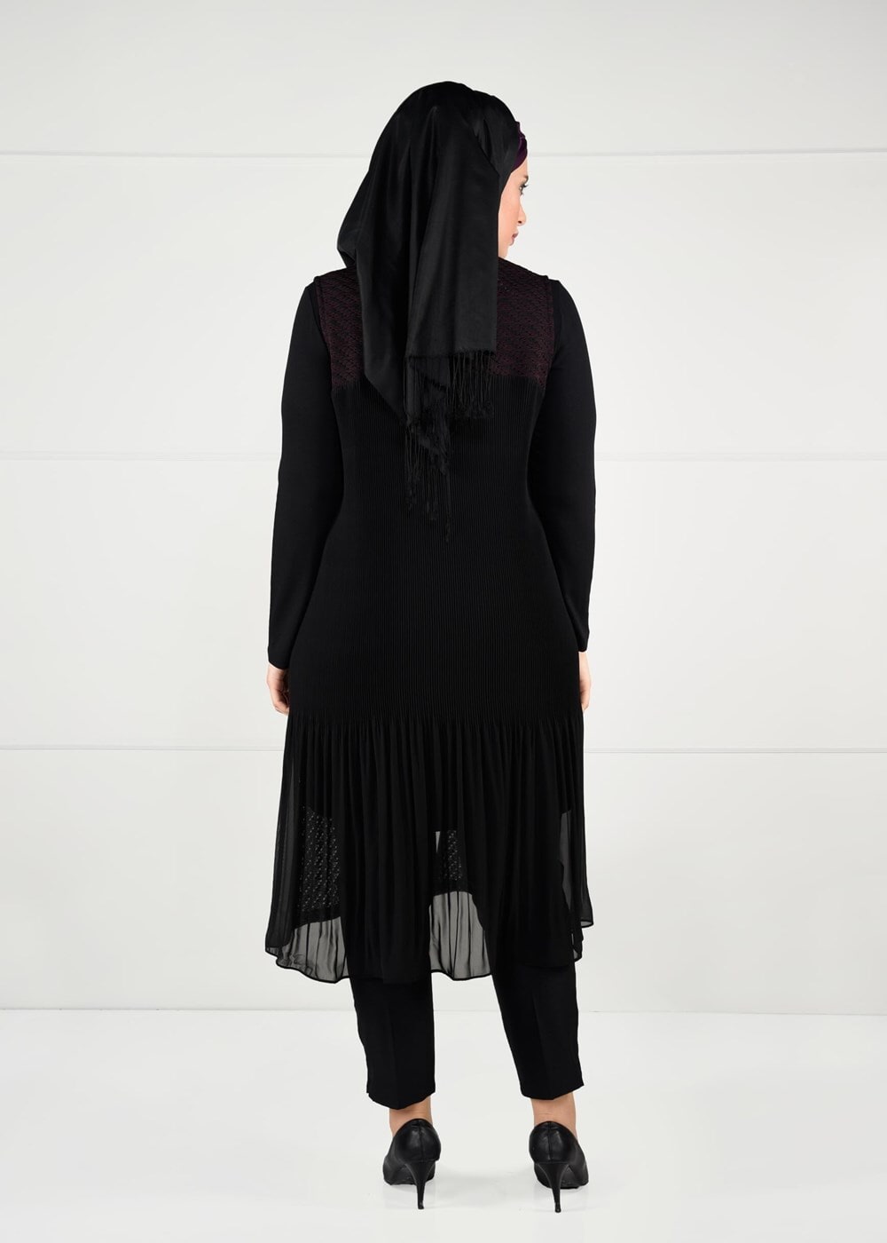 Tesettür giyim MÜRDÜM DANTEL 2Lİ TUNİK TAKIM 2640 