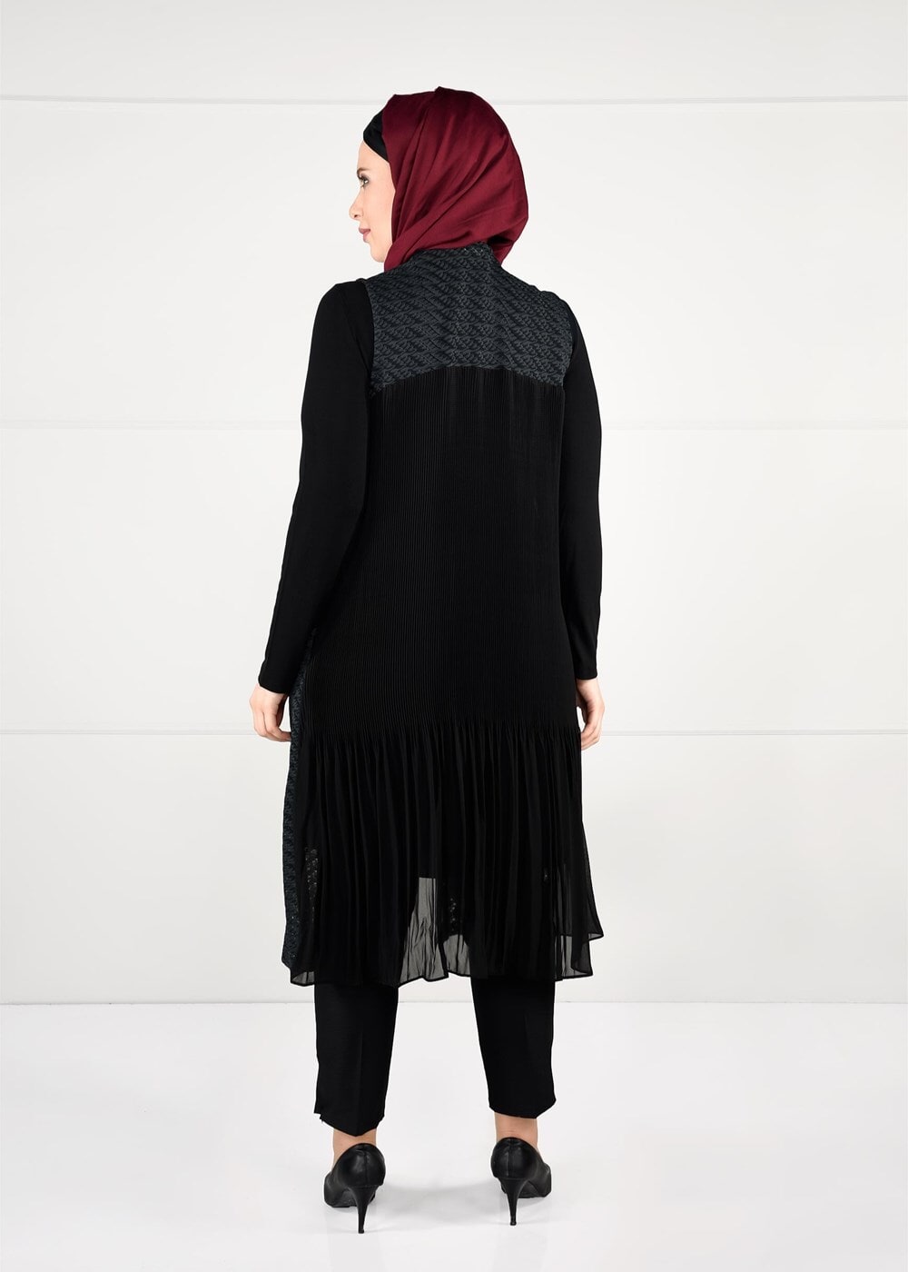 Tesettür giyim GRİ DANTEL 2Lİ TUNİK TAKIM 2640 