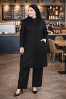 Tesettür giyim SİYAH METAL BROŞ DETAYLI CEPLİ TUNİK 2650 
