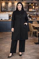 Tesettür giyim SİYAH METAL BROŞ DETAYLI CEPLİ TUNİK 2650 