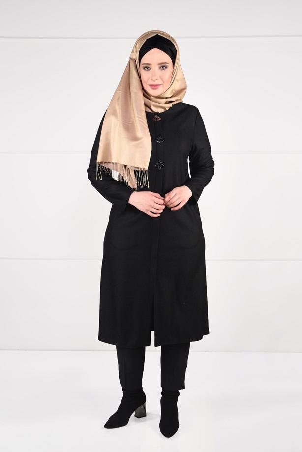Vêtements hijab NOIR TUNIQUE AVEC BROCHE 2650  - TRENDTESETTÜR