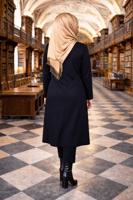 Tesettür giyim LACİVERT METAL BROŞ DETAYLI CEPLİ TUNİK 2650 