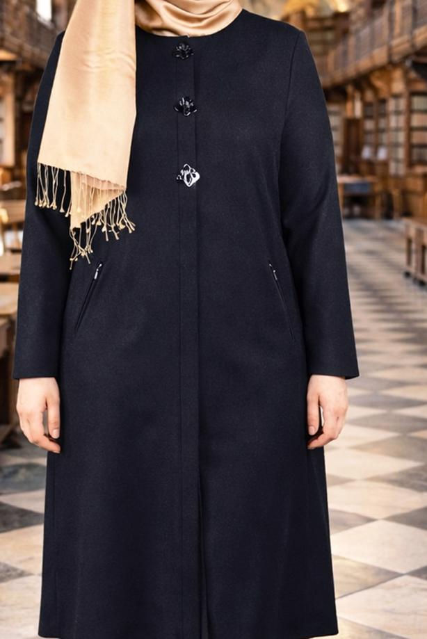 Vêtements hijab BLEU MARINE TUNIQUE AVEC BROCHE 2650  - TRENDTESETTÜR