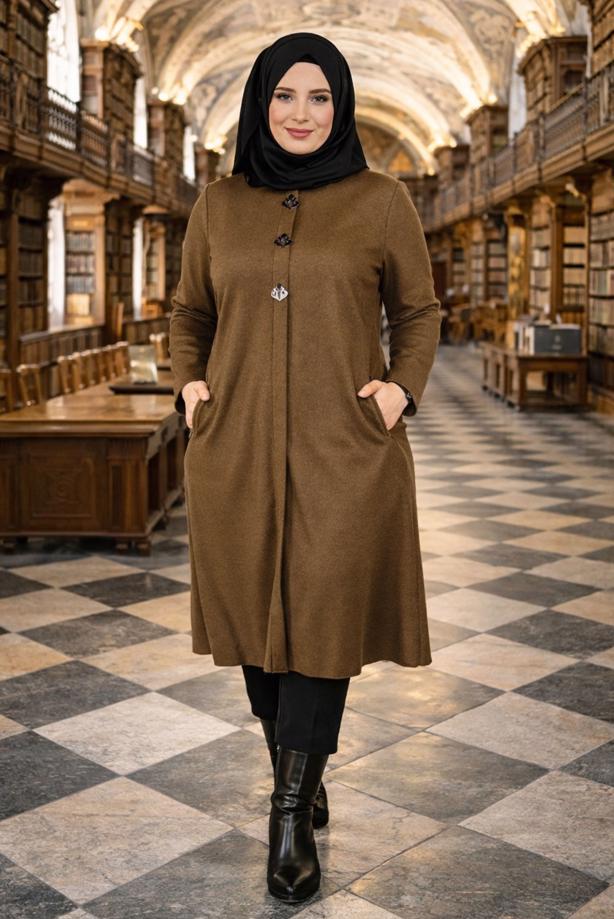 Vêtements hijab ORANGE TUNIQUE AVEC BROCHE 2650  - TRENDTESETTÜR