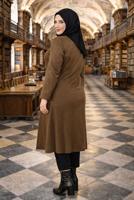 Tesettür giyim TURUNCU METAL BROŞ DETAYLI CEPLİ TUNİK 2650 