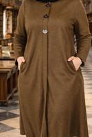 Tesettür giyim TURUNCU METAL BROŞ DETAYLI CEPLİ TUNİK 2650 