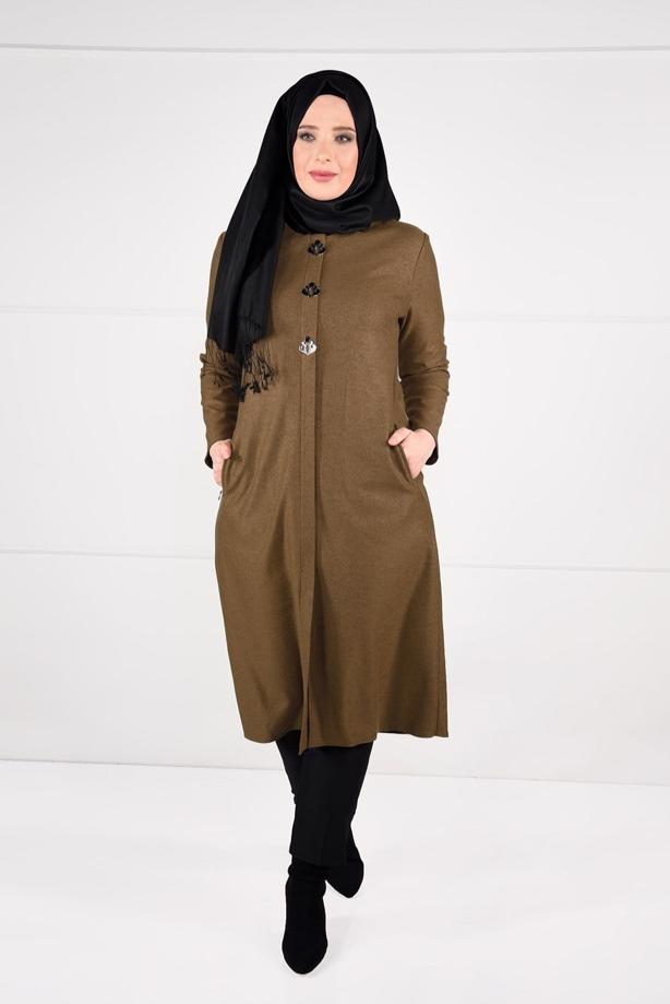 Vêtements hijab ORANGE TUNIQUE AVEC BROCHE 2650  - TRENDTESETTÜR