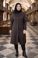 Tesettür giyim VİZON METAL BROŞ DETAYLI CEPLİ TUNİK 2650 