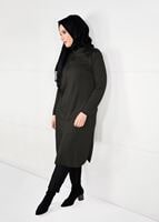 Tesettür giyim HAKİ HAKİM YAKA FERMUARLI ÖRME TUNİK 2651 