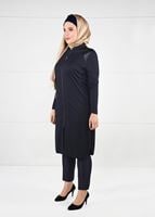 Tesettür giyim LACİVERT HAKİM YAKA FERMUARLI ÖRME TUNİK 2651 