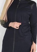 Tesettür giyim LACİVERT HAKİM YAKA FERMUARLI ÖRME TUNİK 2651 