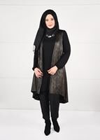 Tesettür giyim ALTIN ASİMETRİK KESİM 2Lİ YELEKLİ TUNİK TAKIM 2663 