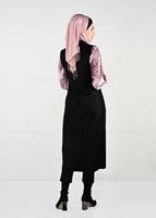 Tesettür giyim PUDRA KOLLARI PİLİSELİ KADİFE TUNİK 4098
