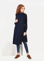 Tesettür giyim LACİVERT ASİMETRİK KESİM FERMUARLI TUNİK 4741