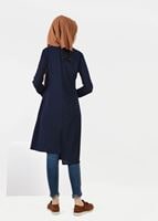 Tesettür giyim LACİVERT ASİMETRİK KESİM FERMUARLI TUNİK 4741