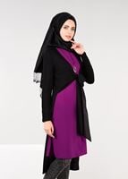 Tesettür giyim MOR ÖNDEN BAĞLAMALI 2Lİ KREP TUNİK 4778