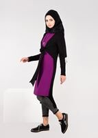 Tesettür giyim MOR ÖNDEN BAĞLAMALI 2Lİ KREP TUNİK 4778