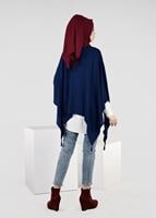Tesettür giyim LACİVERT ASİMETRİK KESİM YARASA KOL TUNİK 4841 