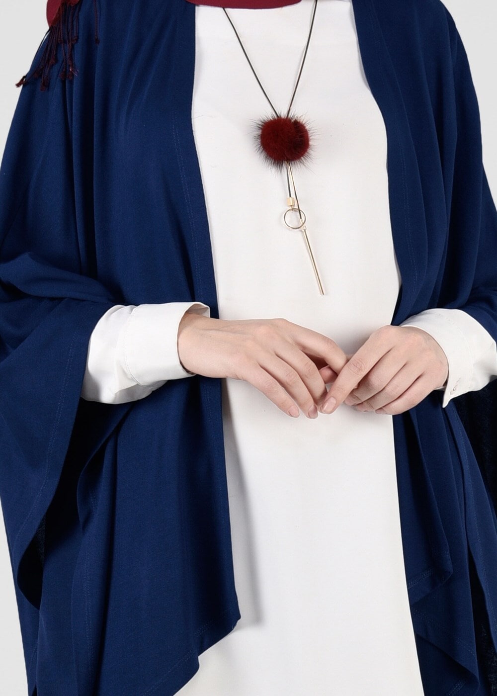 Tesettür giyim LACİVERT ASİMETRİK KESİM YARASA KOL TUNİK 4841 