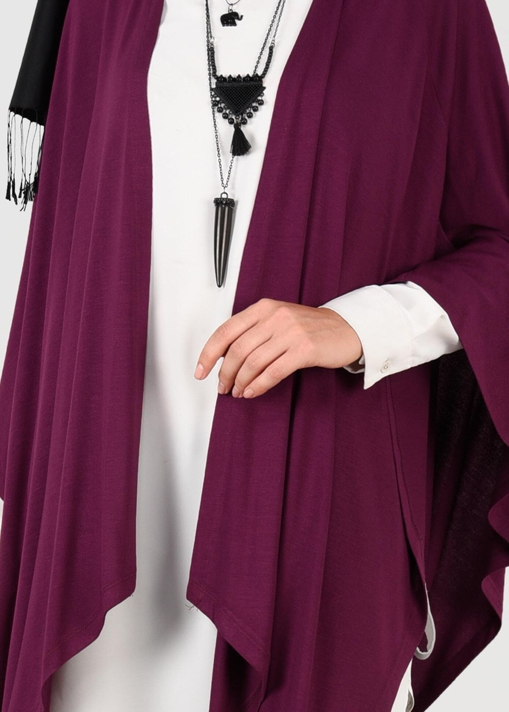 Tesettür giyim MOR ASİMETRİK KESİM YARASA KOL TUNİK 4841 