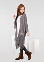 Tesettür giyim GRİ FİLE DETAYLI ASİMETRİK KESİM TUNİK 4854