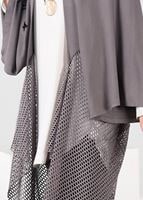 Tesettür giyim GRİ FİLE DETAYLI ASİMETRİK KESİM TUNİK 4854
