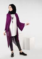 Tesettür giyim MOR FİLE DETAYLI ASİMETRİK KESİM TUNİK 4854