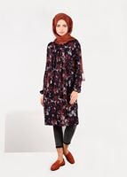 Tesettür giyim FUŞYA DESENLİ TUNİK 4865