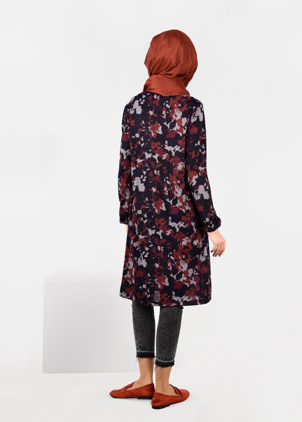 Tesettür giyim FUŞYA DESENLİ TUNİK 4865