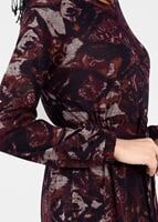 Tesettür giyim BORDO BELİ BÜZGÜLÜ DESENLİ TUNİK 4866