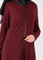 Hijab clothing CLARET RED ZIPPED ASYMMETRIC CUT TUNIC 4869 